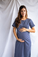 Cargar imagen en el visor de la galería, Vestido Lucy rayas azul | Vestidos de maternidad