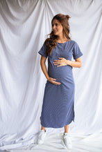 Cargar imagen en el visor de la galería, Vestido Lucy rayas azul | Vestidos de maternidad
