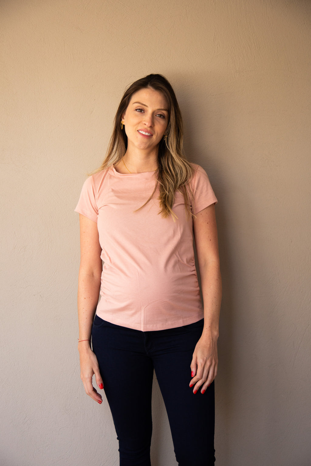 T-shirt Básica manga corta palo de rosa | Ropa de maternidad
