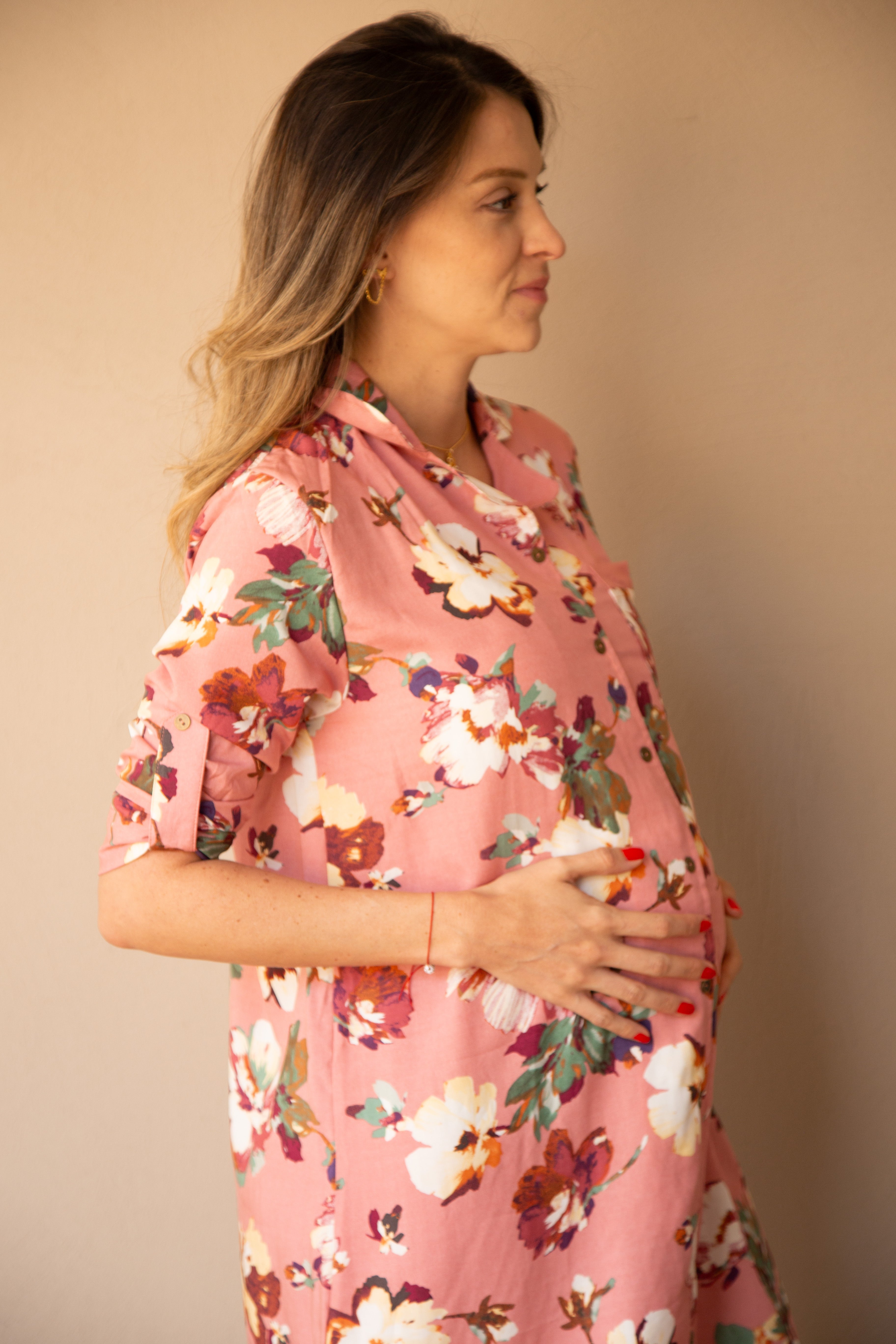 Pijama Ninfa Rosa Flores | Pijama de maternidad