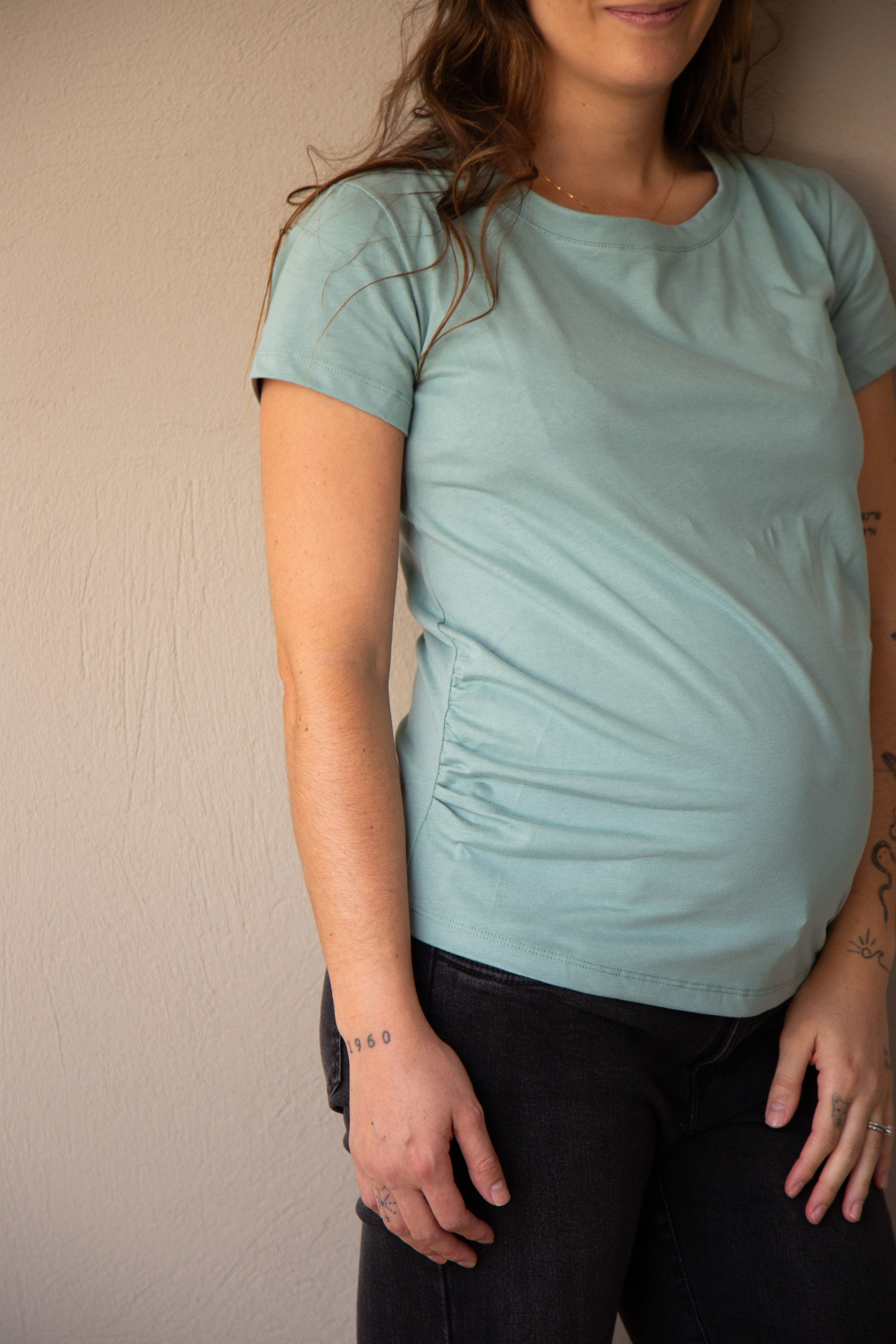 T-shirt Básica manga corta Verde | Ropa de maternidad