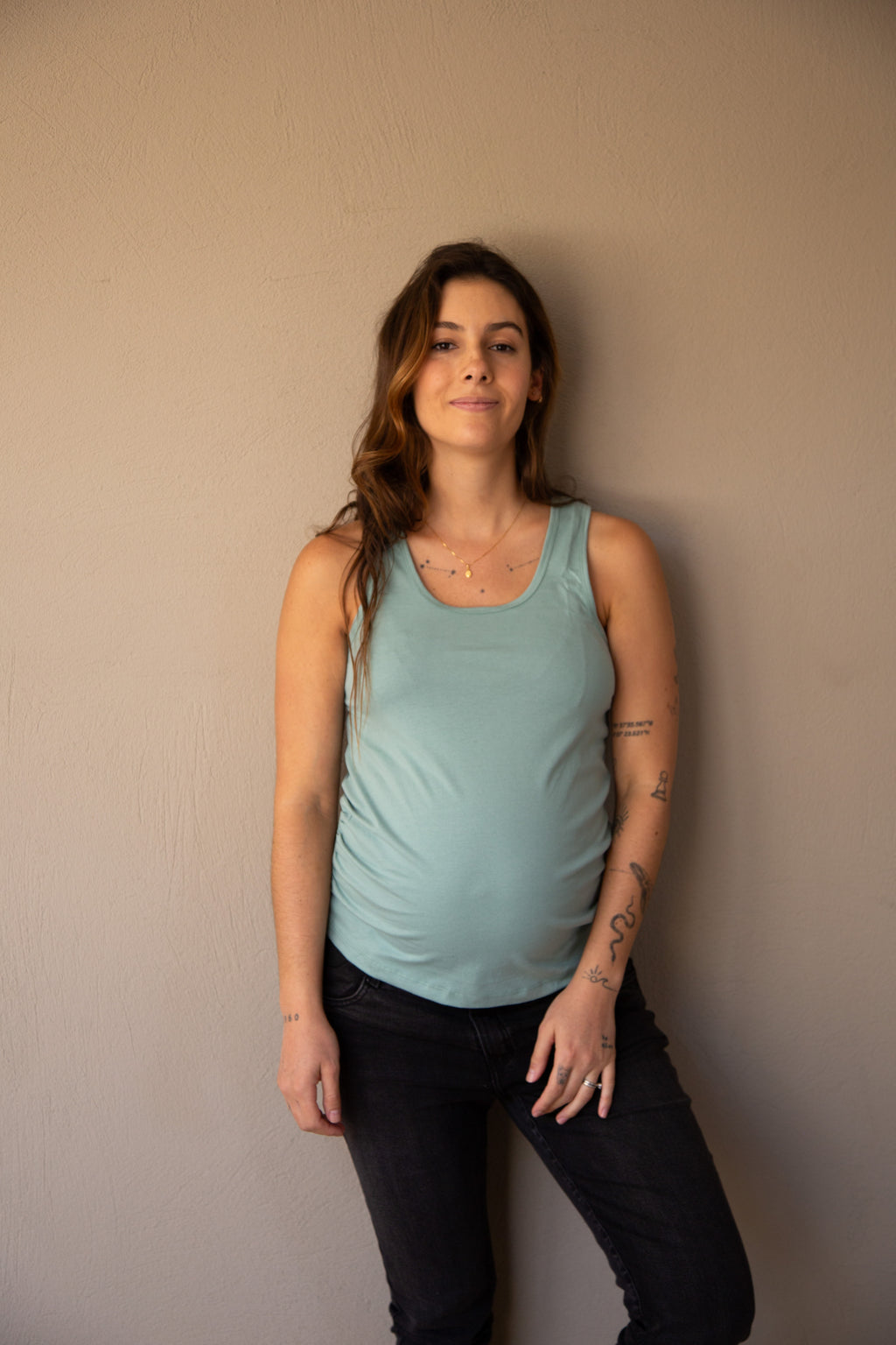 T-shirt Básica manga sisa verde | Ropa de maternidad