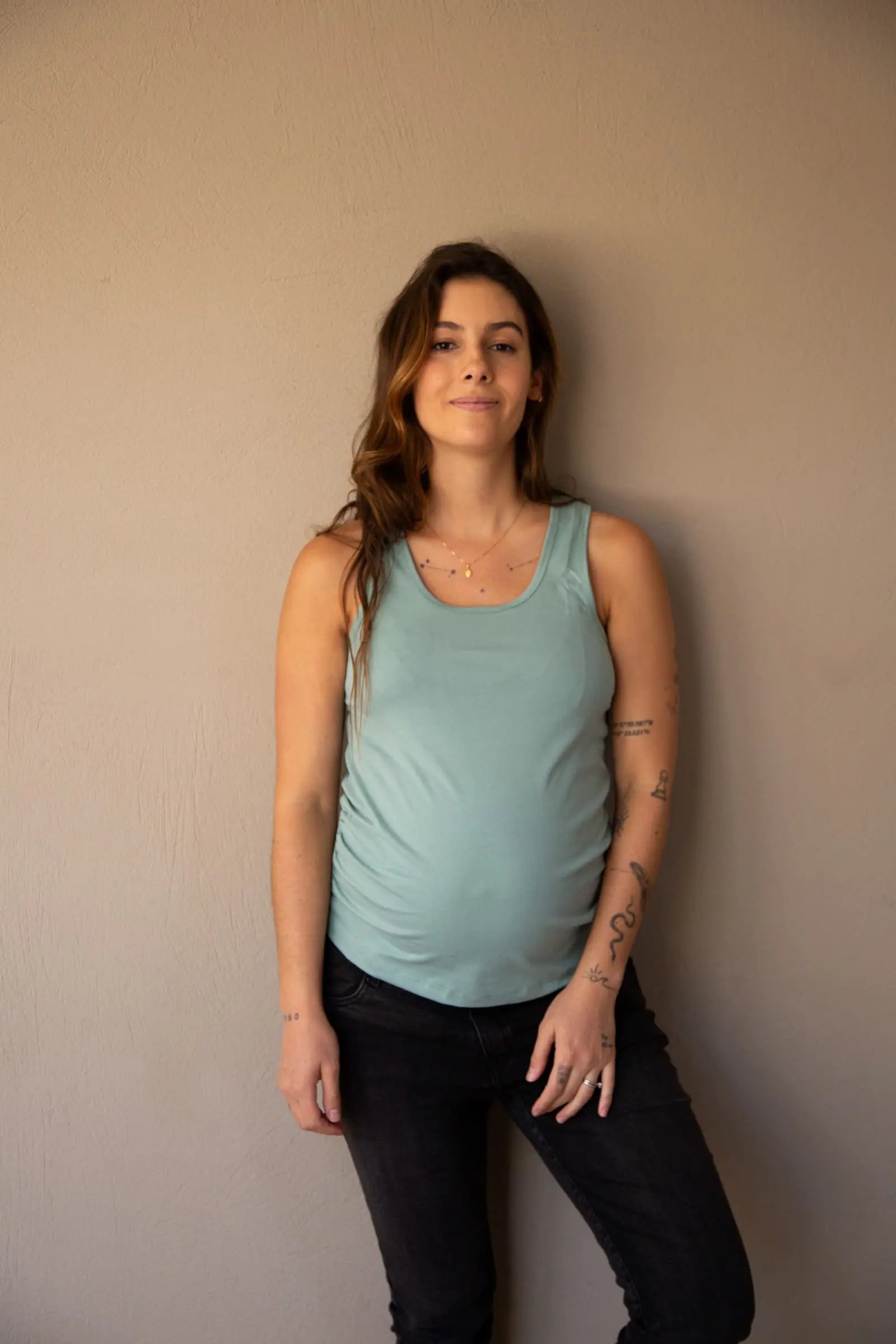 T-shirt Básica manga sisa verde | Ropa de maternidad