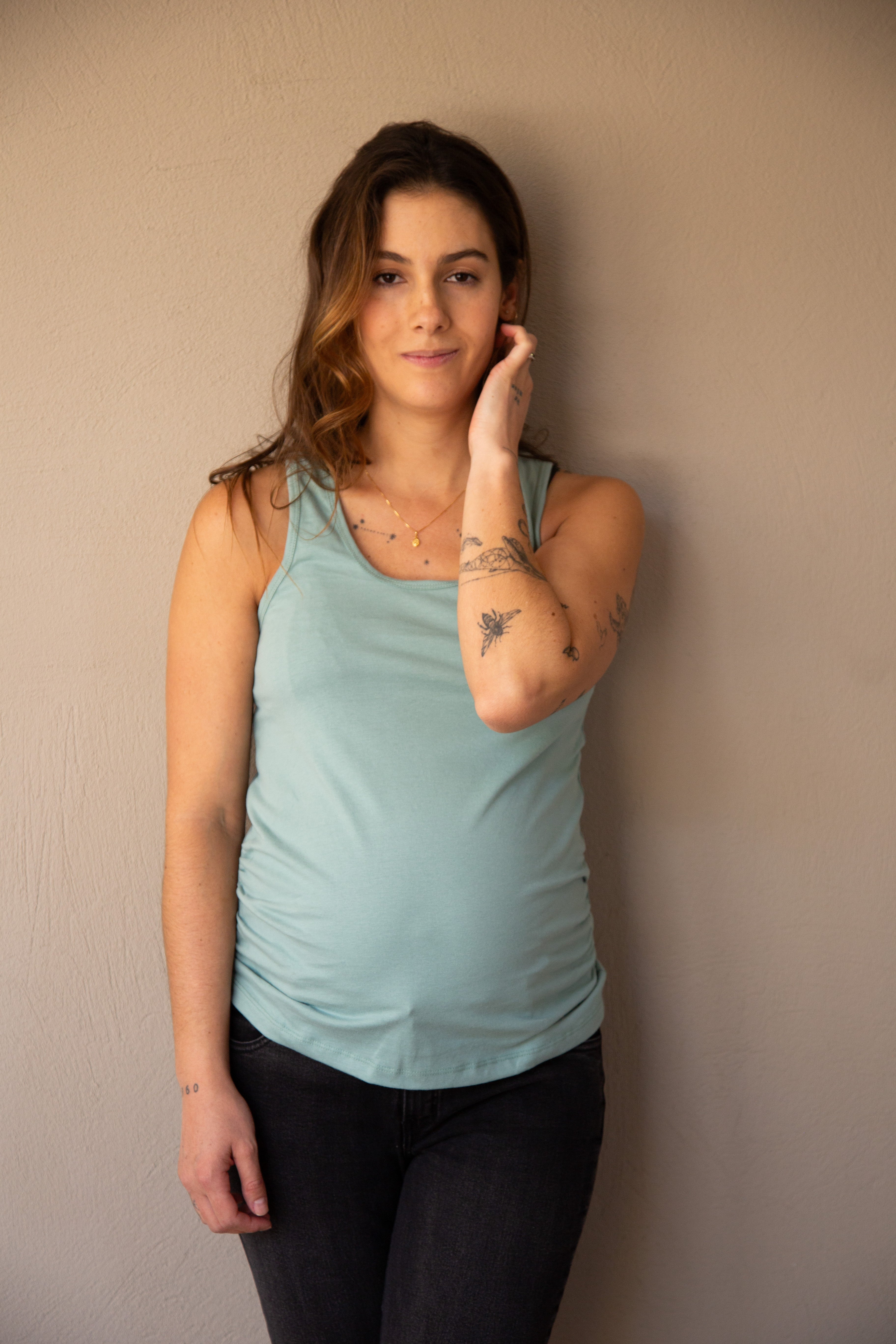 T-shirt Básica manga sisa verde | Ropa de maternidad