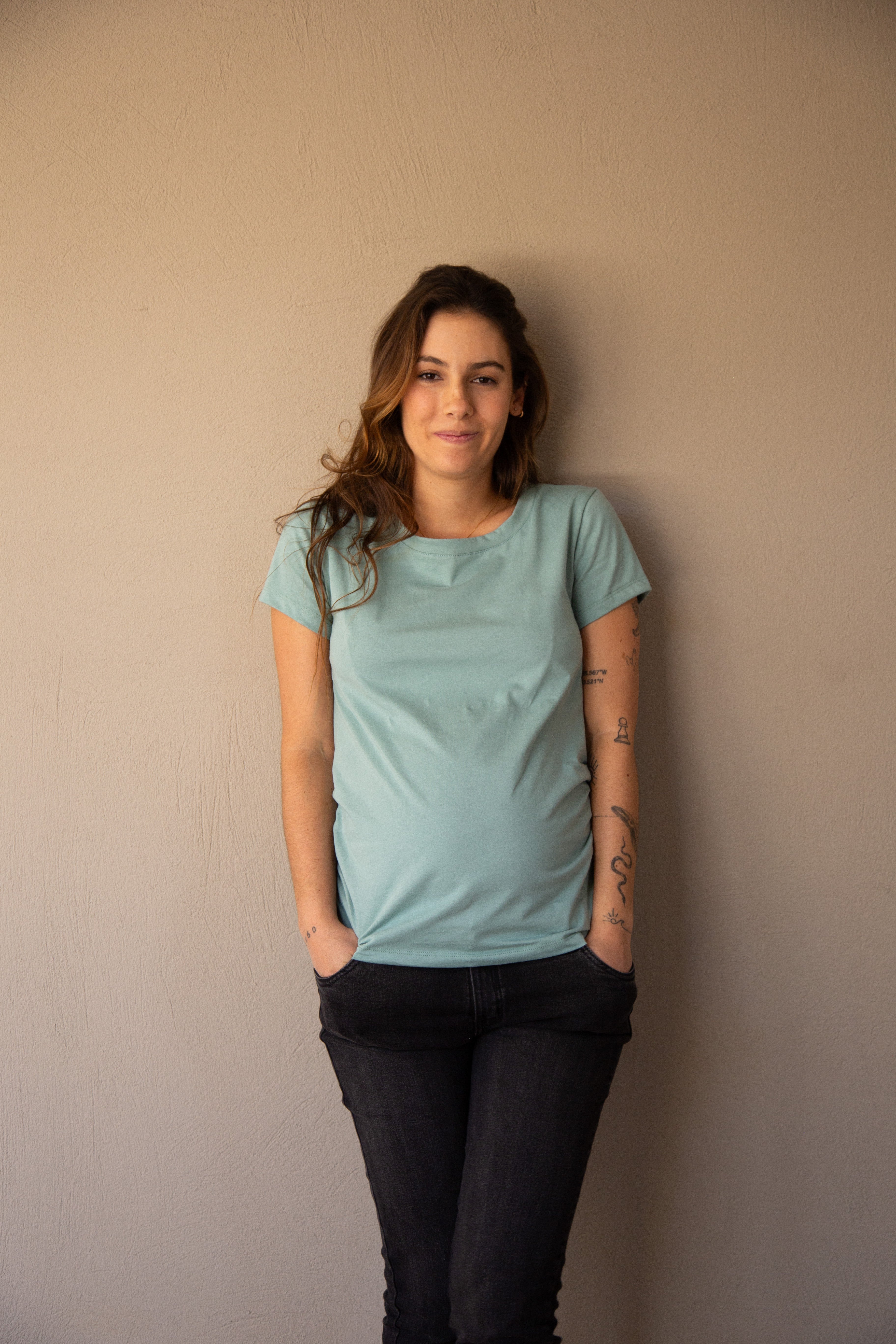 T-shirt Básica manga corta Verde | Ropa de maternidad