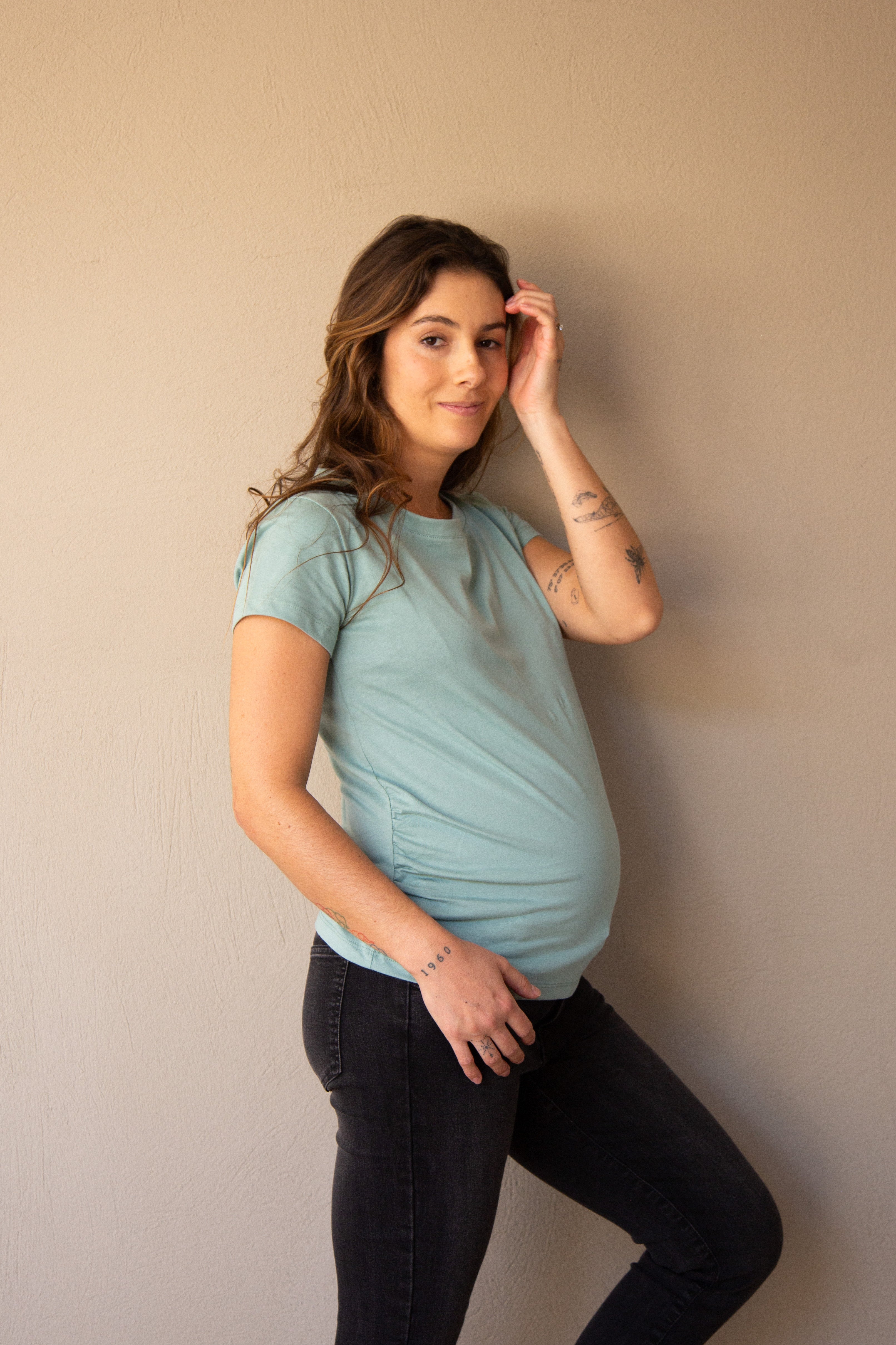 T-shirt Básica manga corta Verde | Ropa de maternidad