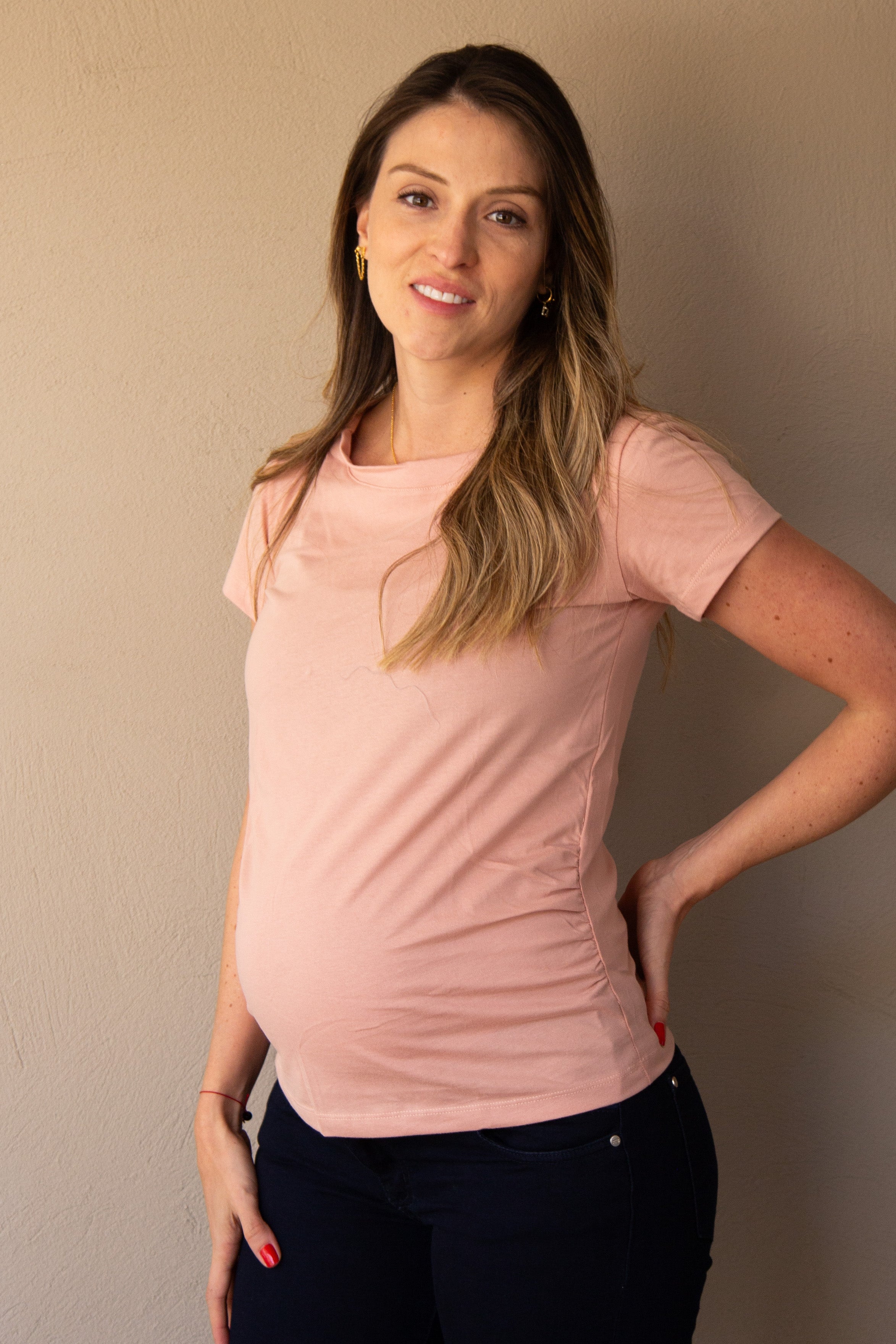 T-shirt Básica manga corta palo de rosa | Ropa de maternidad