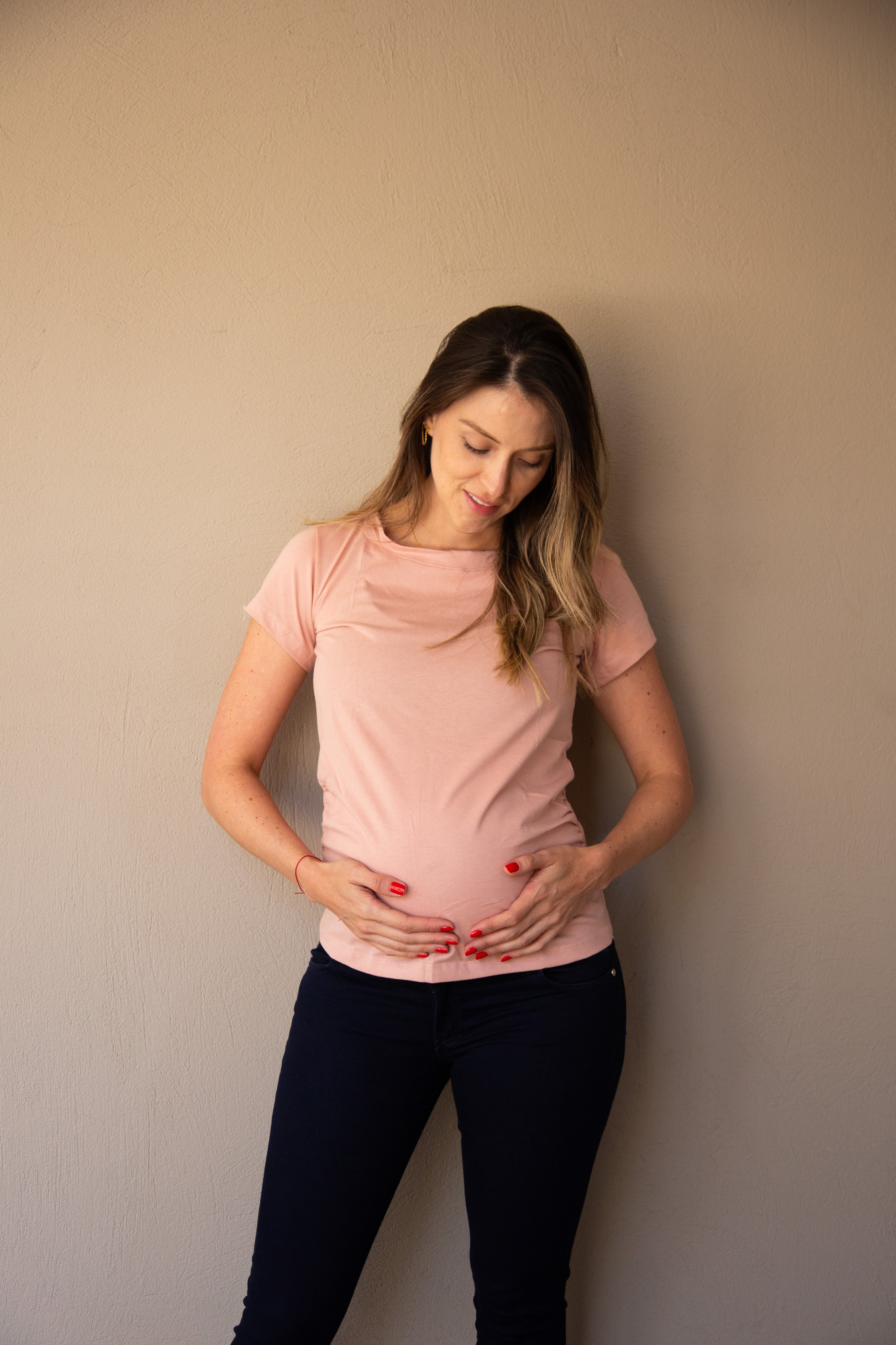 T-shirt Básica manga corta palo de rosa | Ropa de maternidad