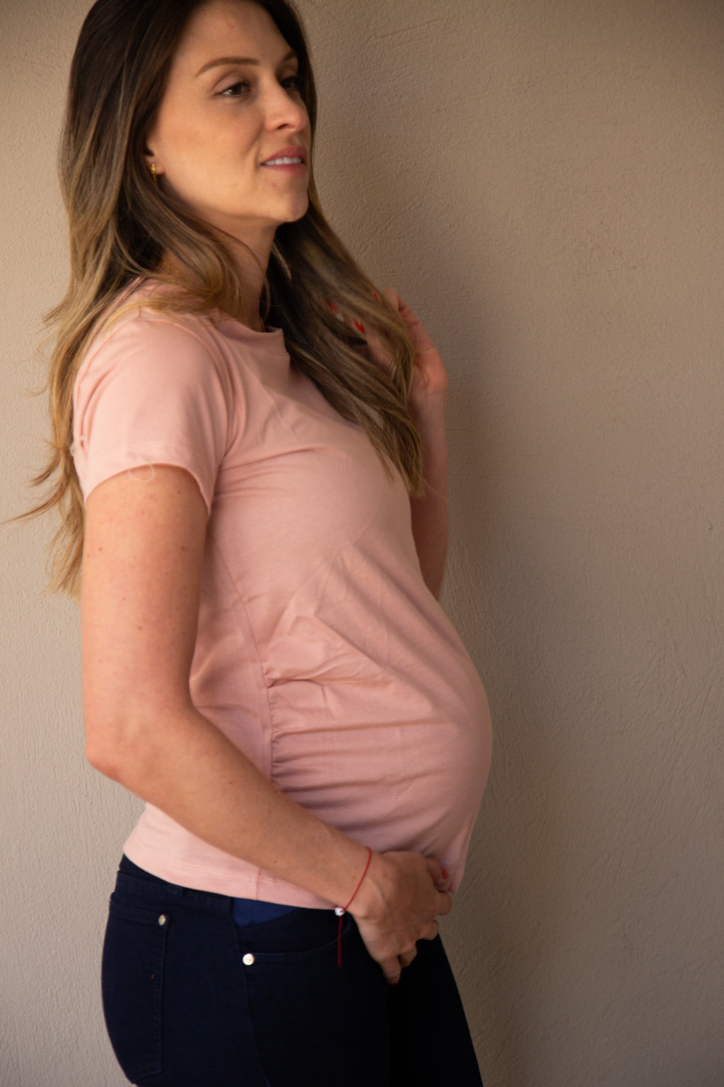 T-shirt Básica manga corta palo de rosa | Ropa de maternidad