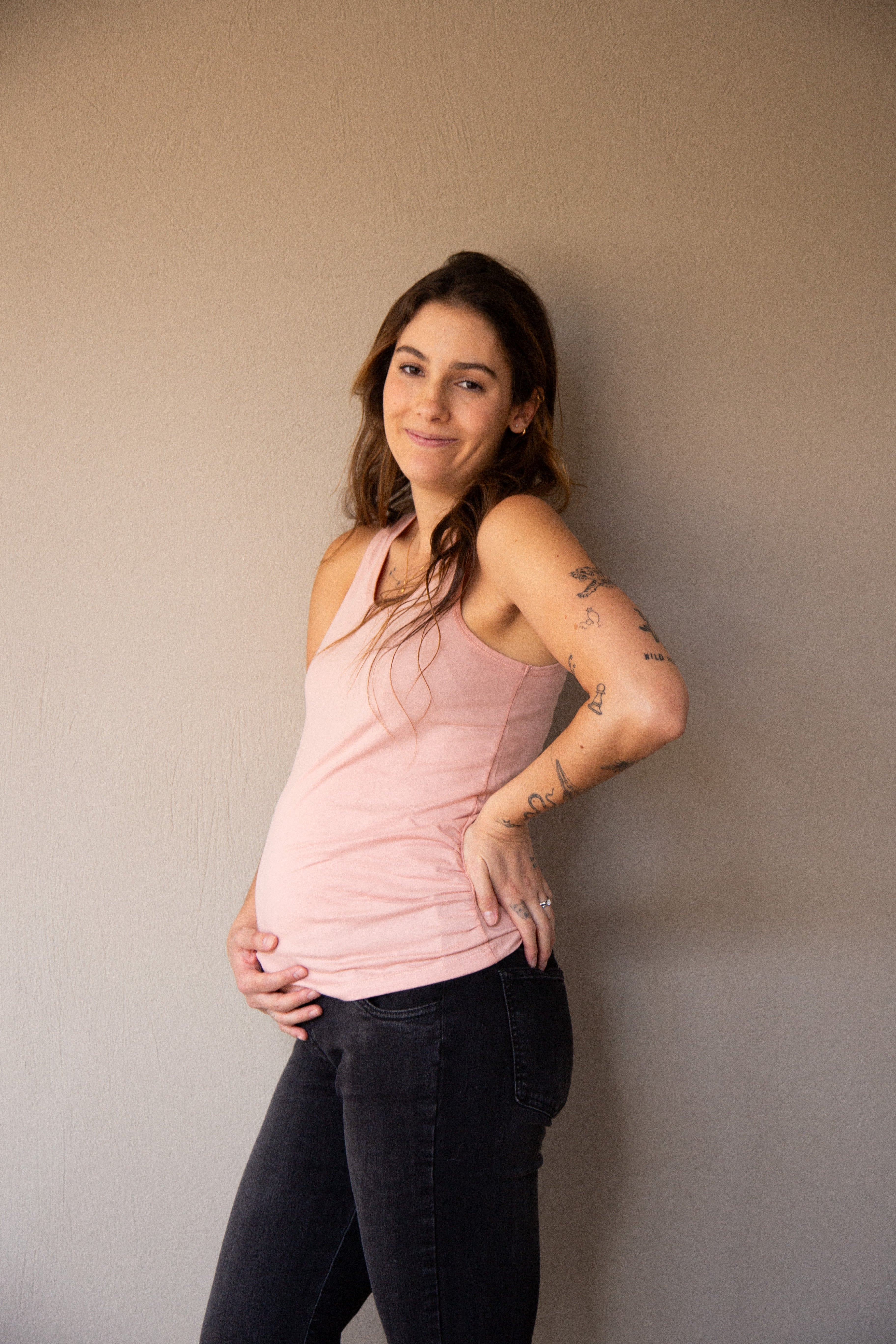 T-shirt básica manga sisa palo de rosa | Ropa de maternidad