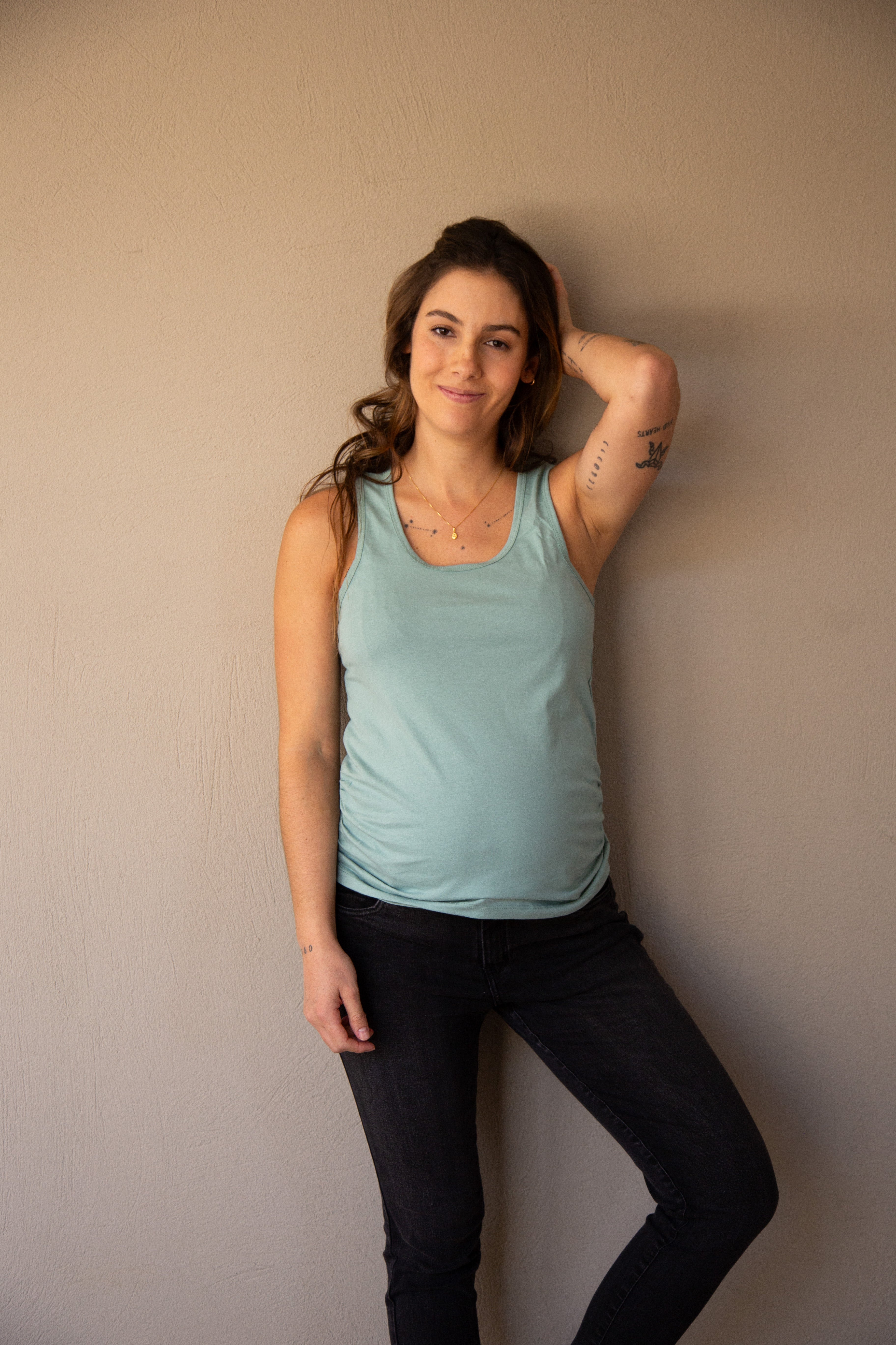 T-shirt Básica manga sisa verde | Ropa de maternidad