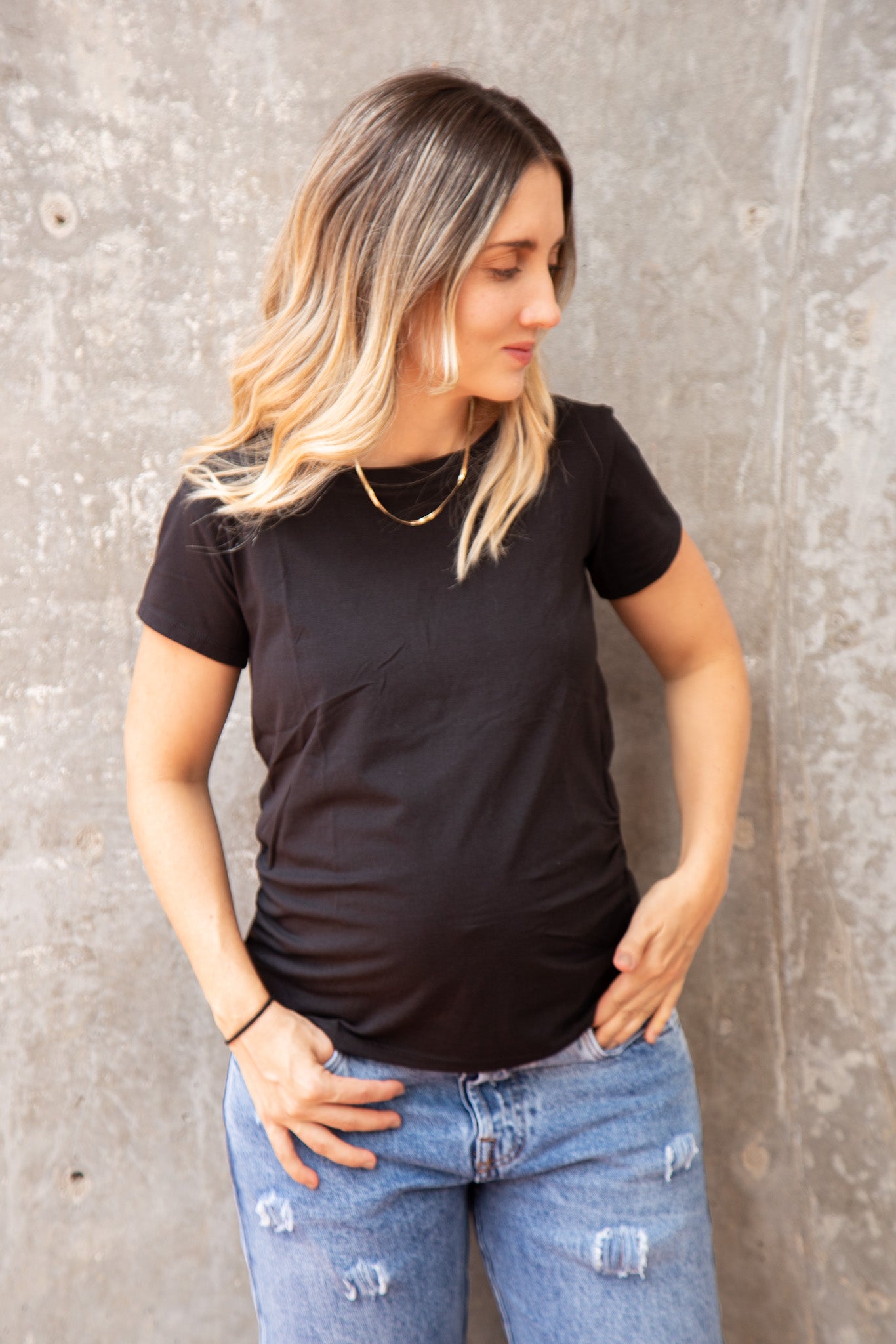 T-shirt Básica manga corta negra | Ropa de maternidad