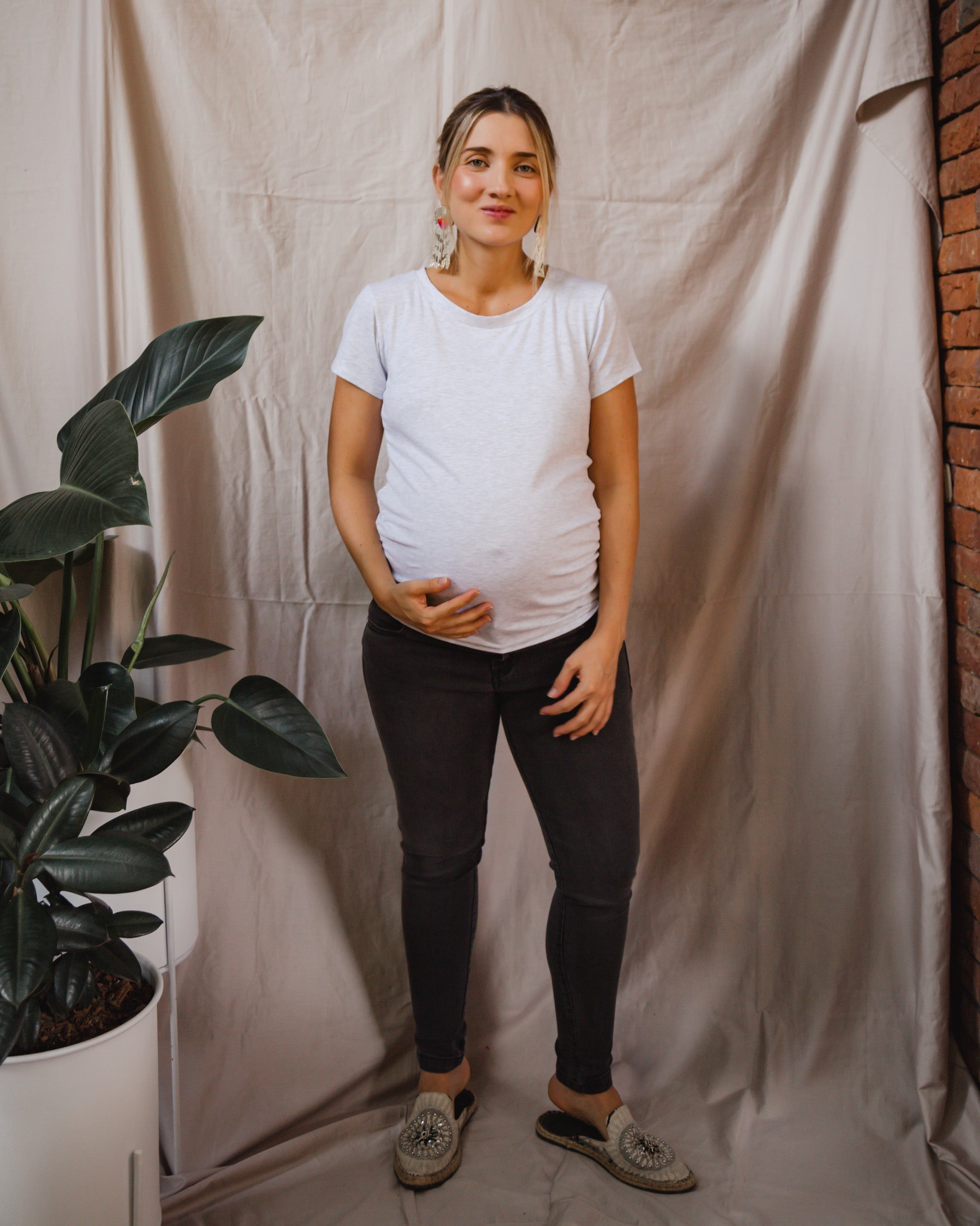 T-shirt Básica manga corta gris | Ropa de maternidad