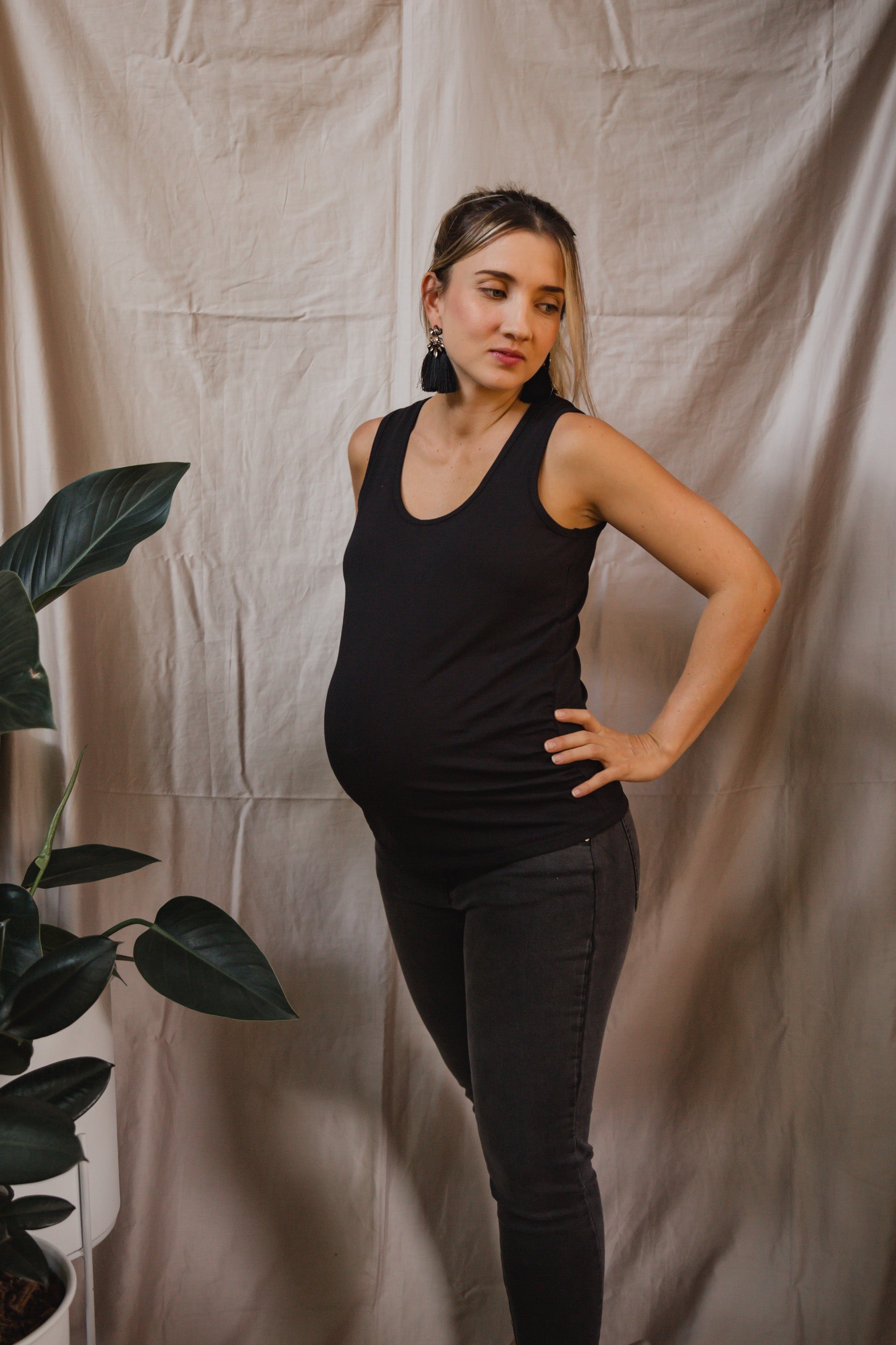 T-shirt Básica manga sisa negra | Ropa de maternidad